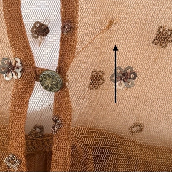 FREE PEOPLE Bronze Sequins Sheer Ruffle Top, size small - Picture 7 of 10